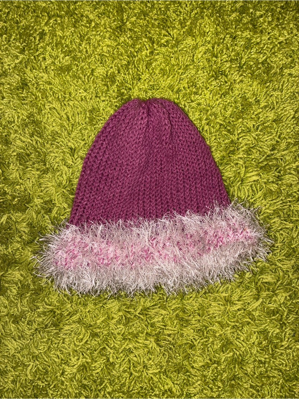 Handmade Pink Knit Pom-Trim Beanie